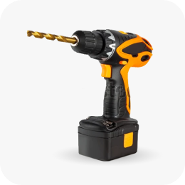 A yellow and black electric drill linking to tools