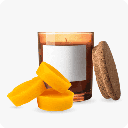 A candle, cork topper, and yellow wax linking to arts and crafts page