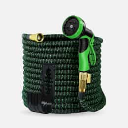 A green hose with a nozzle linking to garden watering page