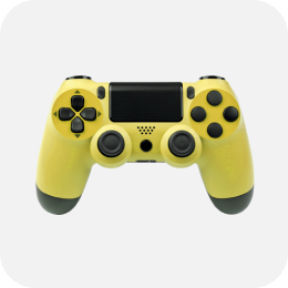 Yellow controller linking to video games and consoles