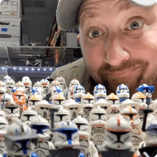 A person behind a pile of storm troopers linking to an article