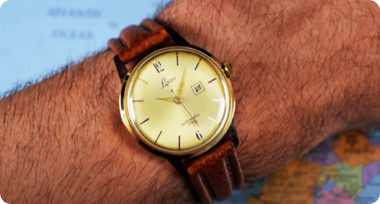 Vintage watch on a man's wrist.