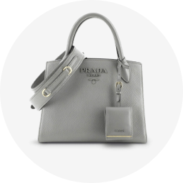 A Prada bag on a white background.