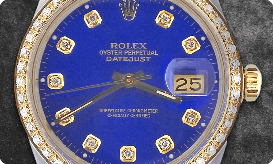 Blue and gold Rolex.