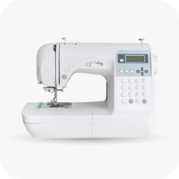 A white sewing machine linking to crafting supplies