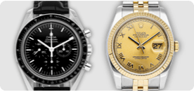 An OMEGA Speedmaster and Rolex Datejust.